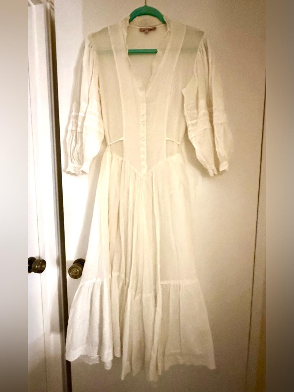 Calypso St. Barth Cream Lace-Trim Maxi Dress